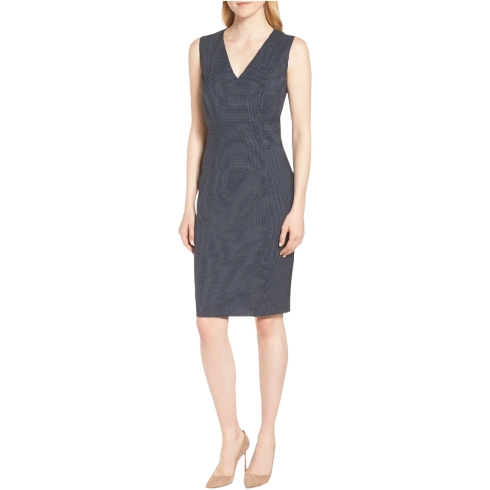 Boss Hugo Boss Dalouise Stretch Wool Sleeveless V-Neck Sheath Dress  Size 8